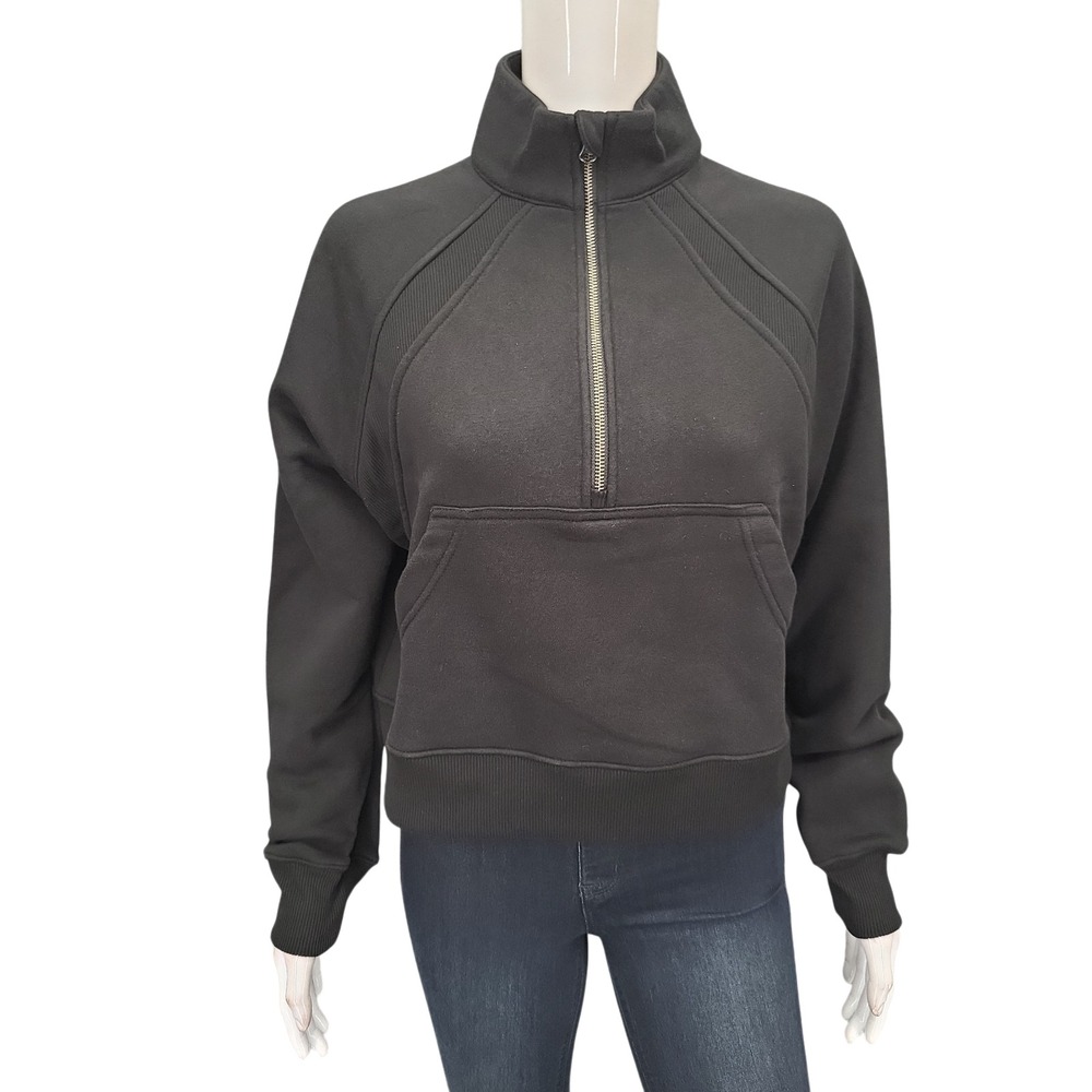 Member's Mark Womens Black Fleece Half Zip Pullover Sweatshirt Small